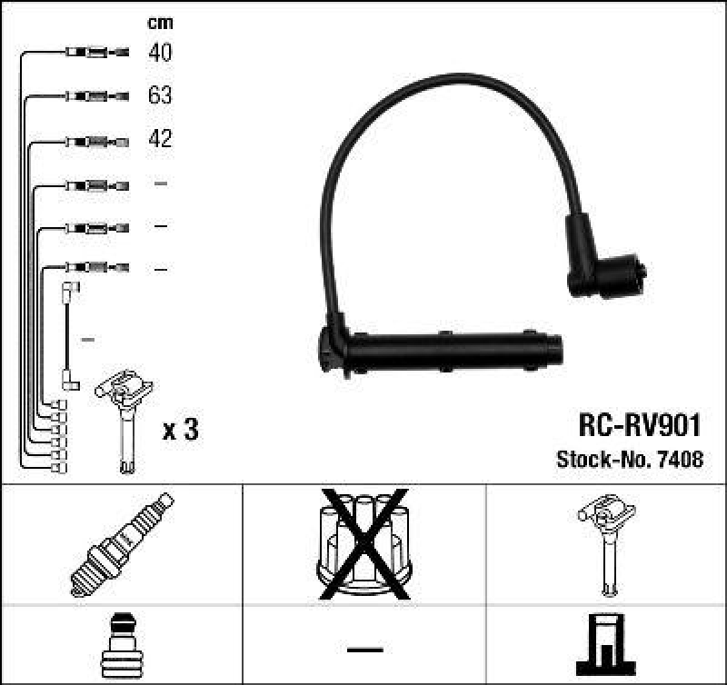 NGK 7408 Z&uuml;ndleitungssatz RC-RV901 |Z&uuml;ndkabel
