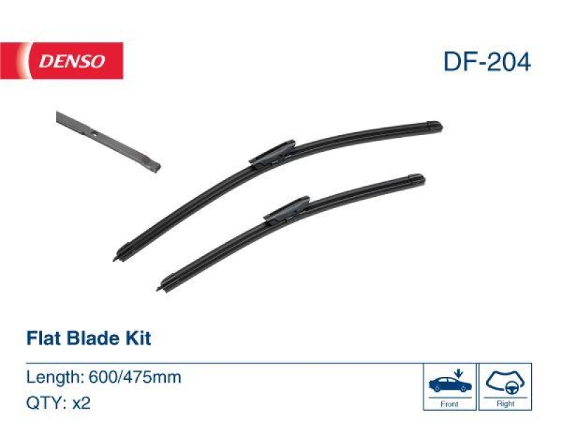 DENSO DF-204 Wischer Flat Blade KIT CITRO&Euml;N C4 CACTUS 1.5 BlueHDi 100 (18-)