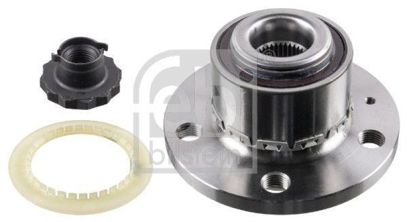 FEBI BILSTEIN 24414 Radlagersatz mit Radnabe, ABS-Impulsring und Achsmutter f&uuml;r VW-Audi