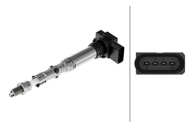 HELLA 5DA 193 175-901 Zündspule, 4 polig für VW/SKODA/SEAT