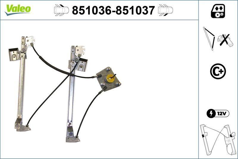 VALEO 851036 Fensterheber (o. Motor) vorne links Seat IBIZA
