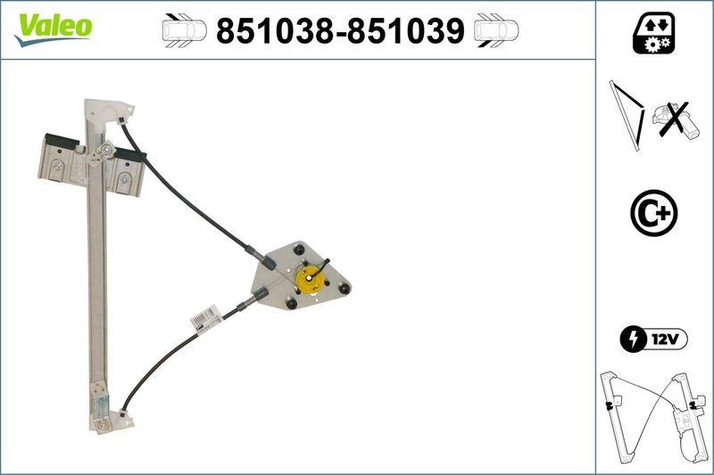 VALEO 851038 Fensterheber (ohne Motor) hinten links Seat IBIZA