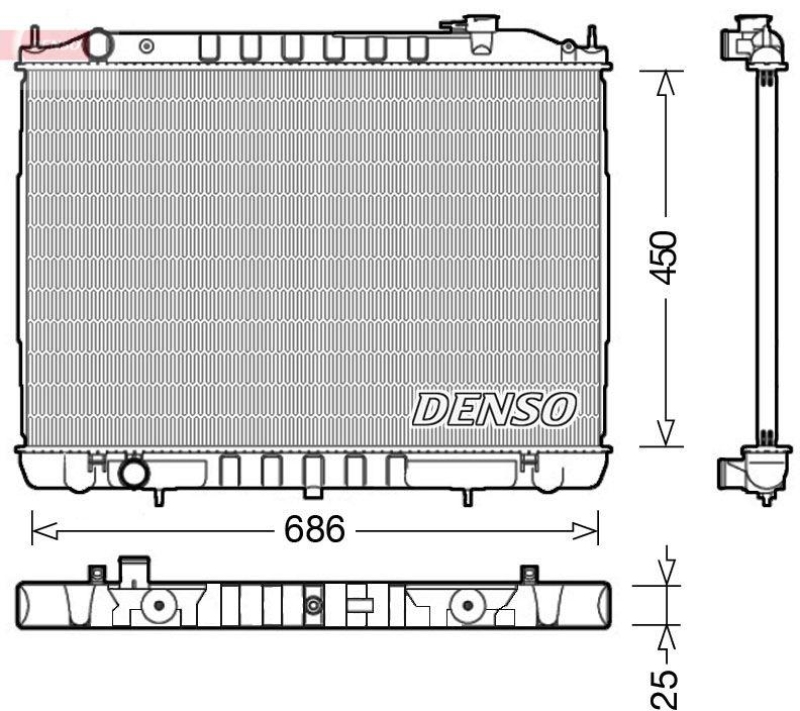 DENSO DRM46050 Kühler NISSAN PICK UP III (D22) 2.5 Di 03/2002->