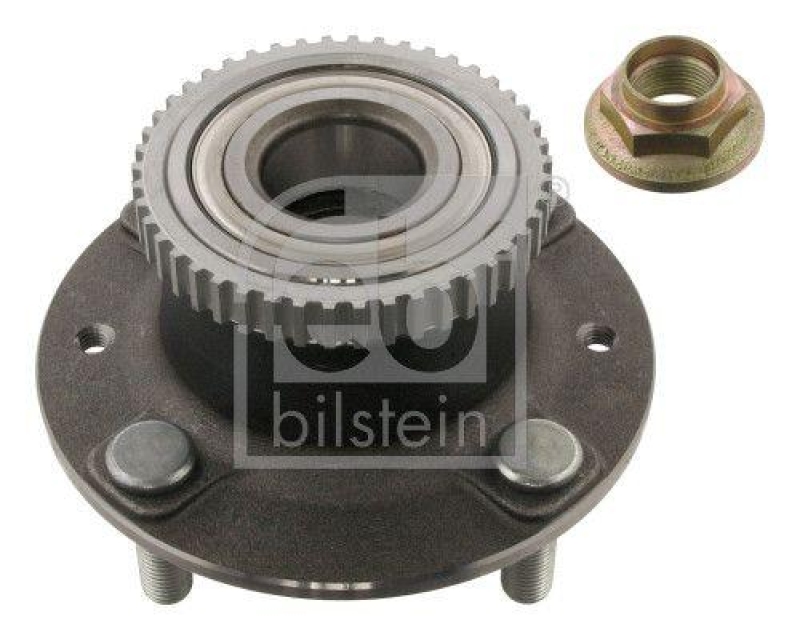 FEBI BILSTEIN 31565 Radlagersatz mit Radnabe, ABS-Impulsring und Achsmutter f&uuml;r KIA