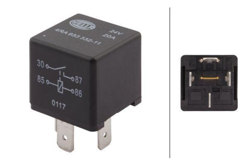 HELLA 4RA 933 332-111 Relais, Arbeitsstrom 12V Schliesser, Mini, 4-polig