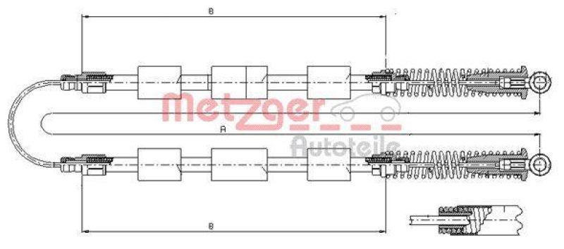 METZGER 321.20 Seilzug, Feststellbremse f&uuml;r FIAT hinten