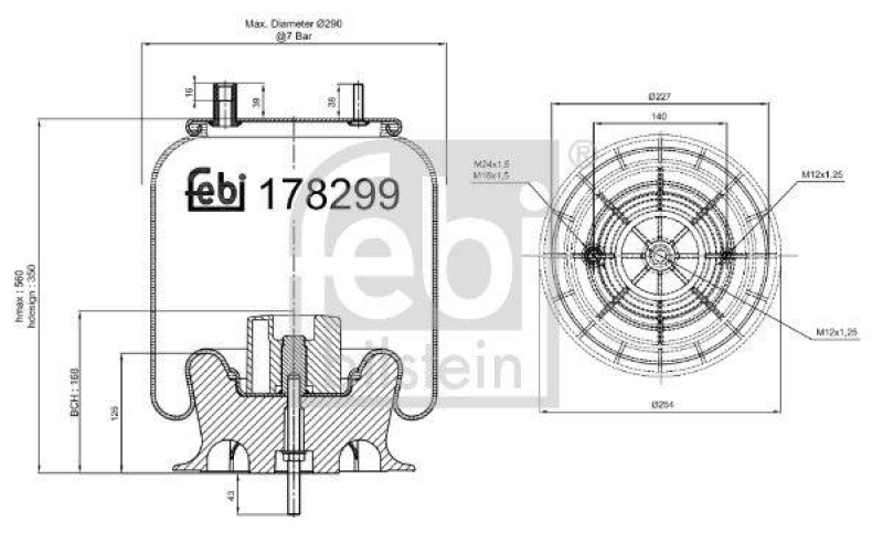 FEBI BILSTEIN 178299 Luftfederbalg mit Kunststoffkolben für RENAULT (RVI)