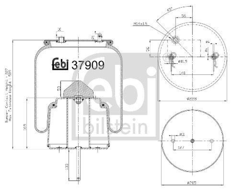 FEBI BILSTEIN 37909 Luftfederbalg mit Stahlkolben für Scania