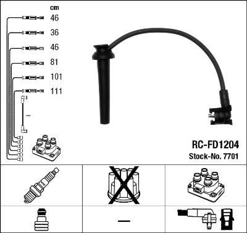 NGK 7701 Z&uuml;ndleitungssatz RC-FD1204 |Z&uuml;ndkabel