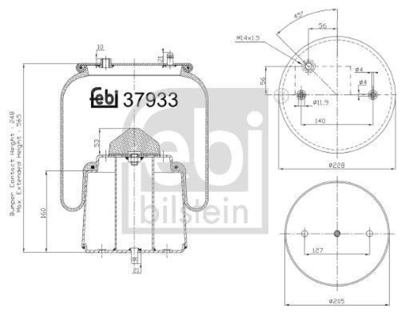FEBI BILSTEIN 37933 Luftfederbalg mit Stahlkolben für Scania