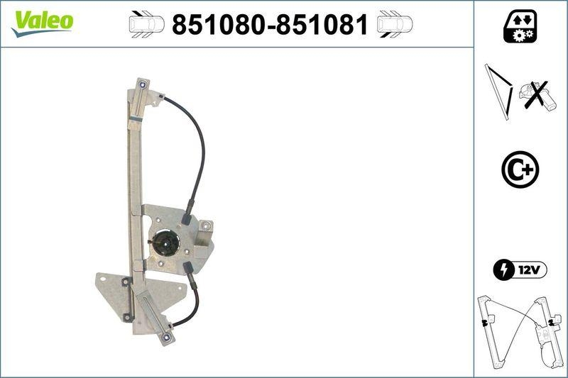VALEO 851080 Fensterheber (ohne Motor) hinten links Citroen C4