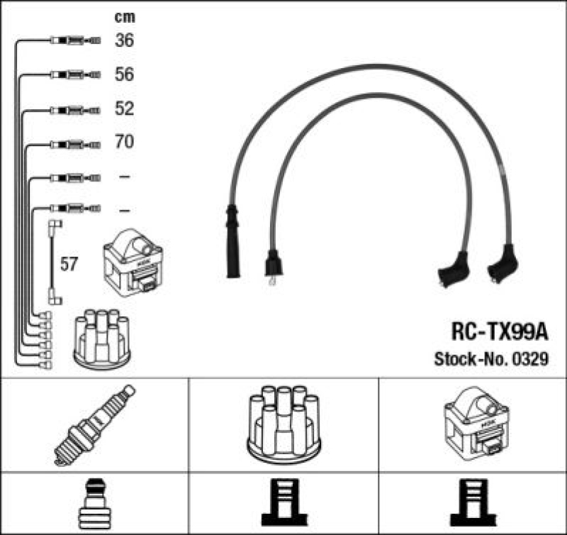 NGK 0329 Z&uuml;ndleitungssatz RC-TX99A |Z&uuml;ndkabel