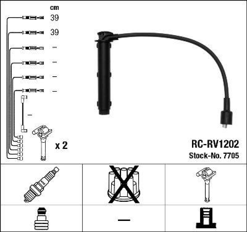 NGK 7705 Z&uuml;ndleitungssatz RC-RV1202 |Z&uuml;ndkabel