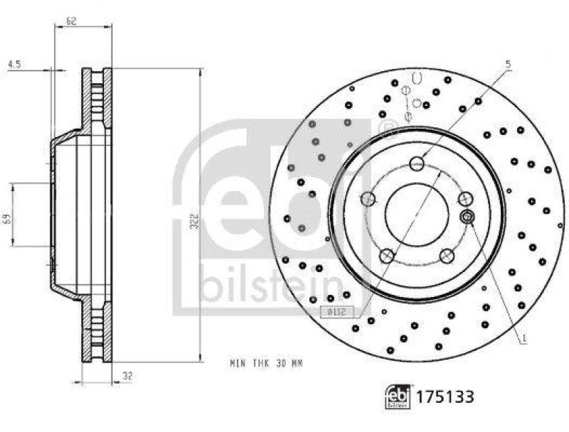 FEBI BILSTEIN 175133 Bremsscheibe f&uuml;r Mercedes-Benz