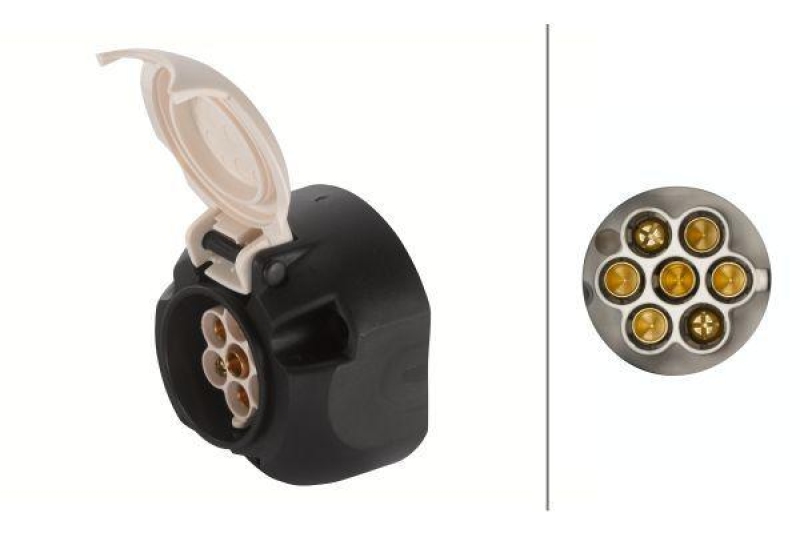 HELLA 8JB 001 943-041 Steckdose, 7 polig DIN/ISO 3732, Zinnbronze