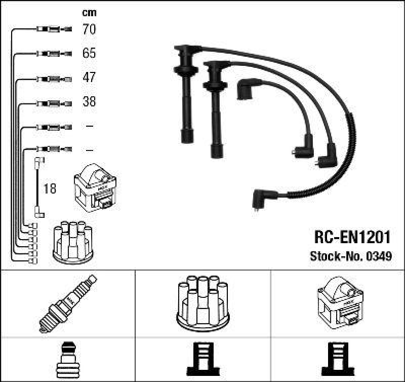 NGK 0349 Z&uuml;ndleitungssatz RC-EN1201 |Z&uuml;ndkabel