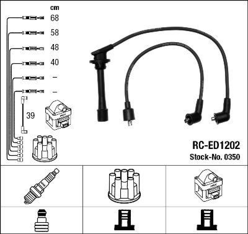NGK 0350 Z&uuml;ndleitungssatz RC-ED1202 |Z&uuml;ndkabel