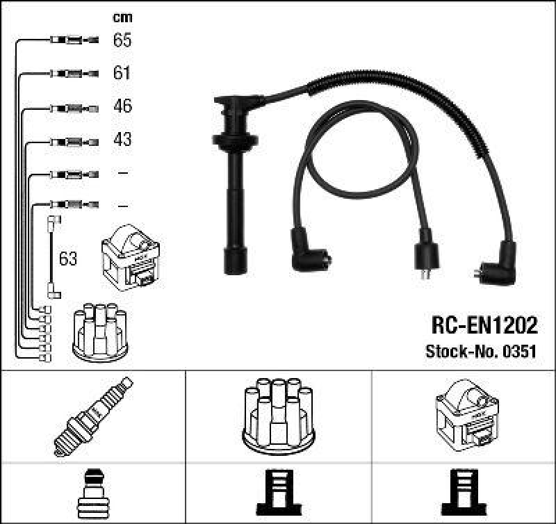 NGK 0351 Z&uuml;ndleitungssatz RC-EN1202 |Z&uuml;ndkabel