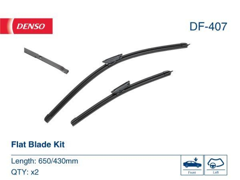 DENSO DF-407 Wischer Flat Blade KIT CITRO&Euml;N C4 CACTUS 1.2 THP 110 (14-)
