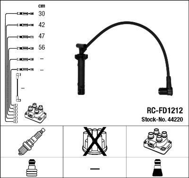 NGK 44220 Z&uuml;ndleitungssatz RC-FD1212 |Z&uuml;ndkabel