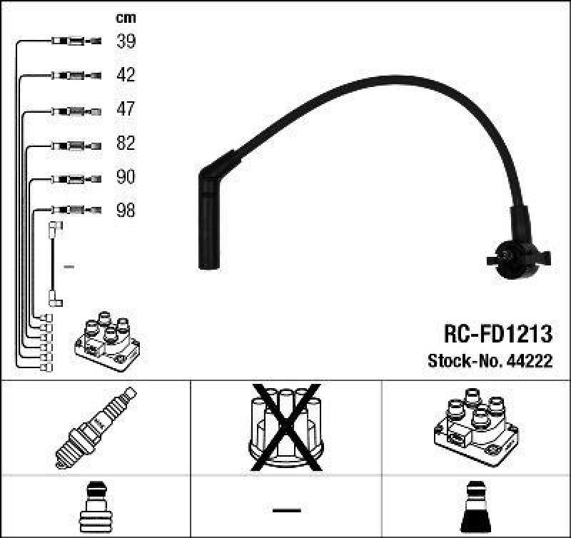 NGK 44222 Z&uuml;ndleitungssatz RC-FD1213 |Z&uuml;ndkabel