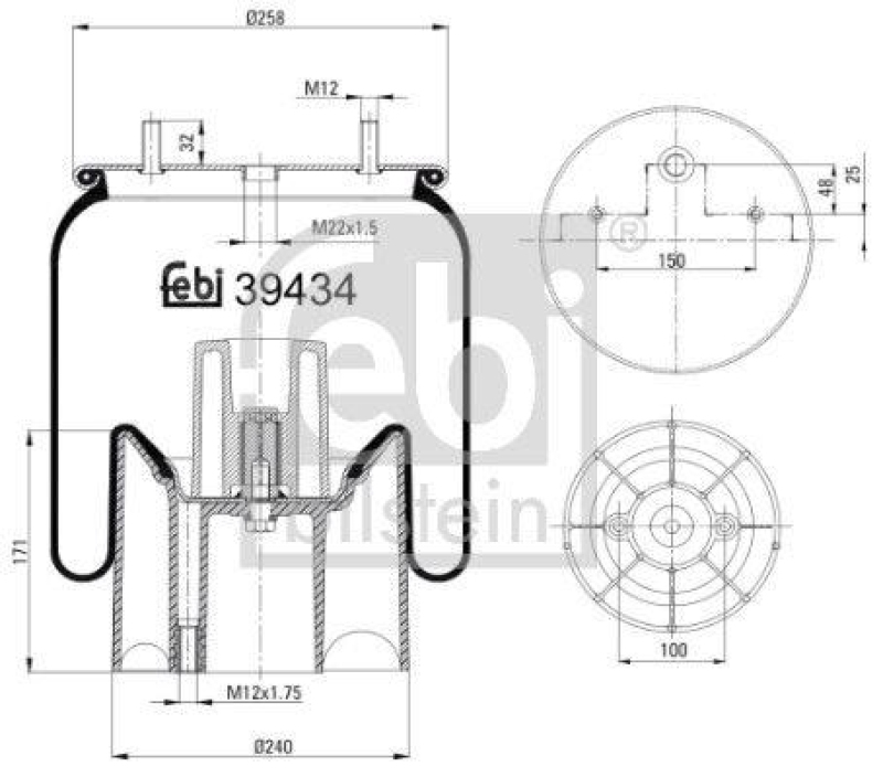 FEBI BILSTEIN 39434 Luftfederbalg mit Kunststoffkolben für Mercedes-Benz