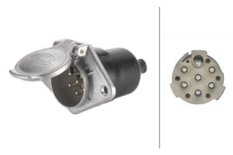 HELLA 8JB 003 834-031 Steckdose, 7 polig Flachstecker, Metall