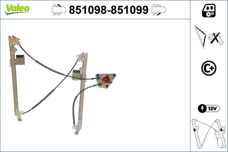 VALEO 851098 Fensterheber (o. Motor) vorne links Seat ALTEA