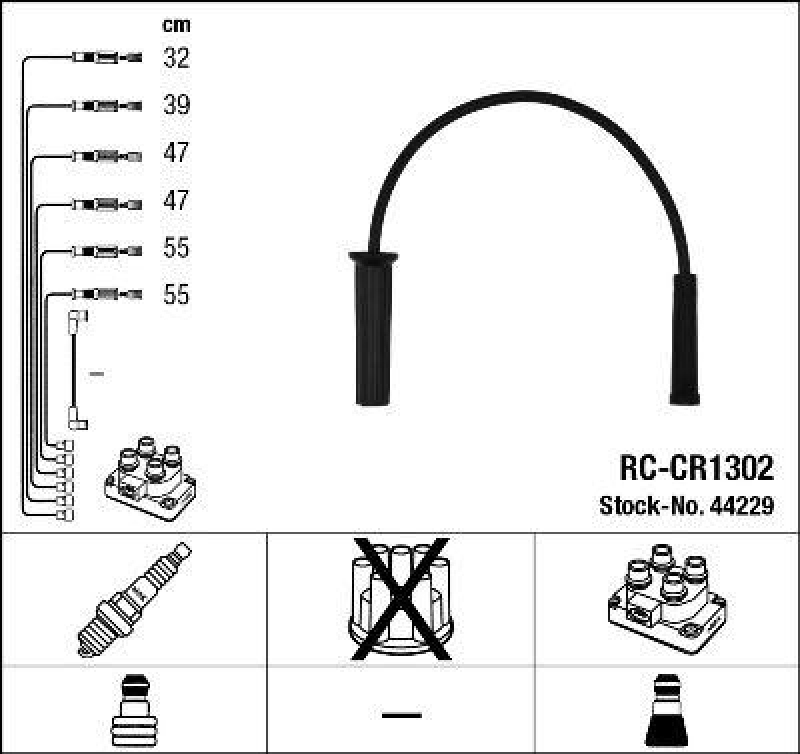 NGK 44229 Z&uuml;ndleitungssatz RC-CR1302 |Z&uuml;ndkabel