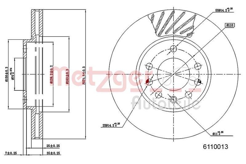 METZGER 6110013 Bremsscheibe Lack/Ks f&uuml;r OPEL VA