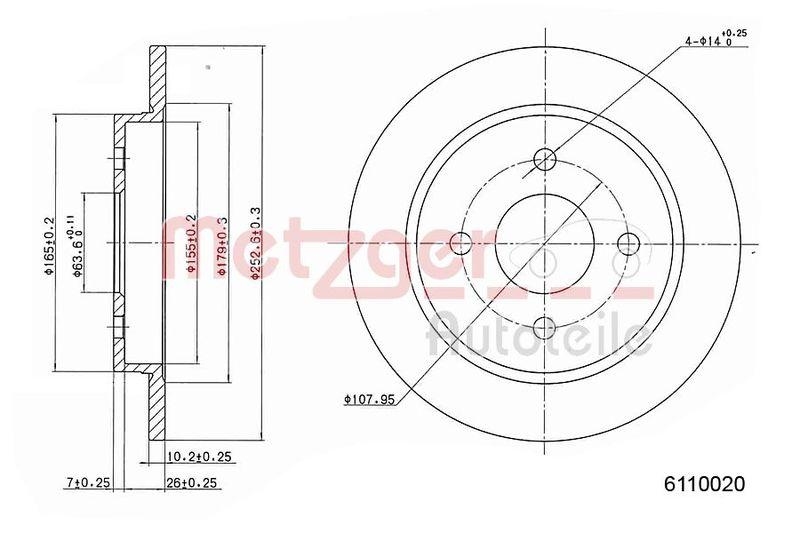 METZGER 6110020 Bremsscheibe Lack/Ks f&uuml;r FORD HA