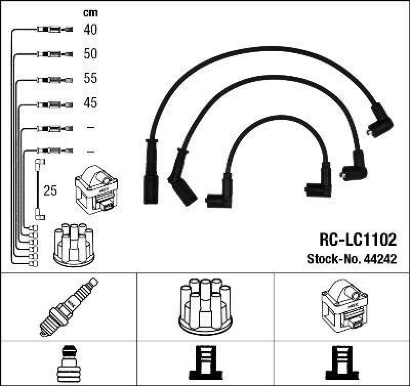 NGK 44242 Z&uuml;ndleitungssatz RC-LC1102 |Z&uuml;ndkabel
