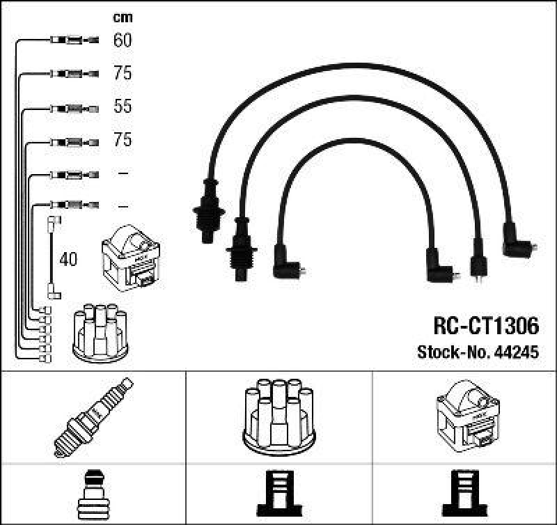 NGK 44245 Z&uuml;ndleitungssatz RC-CT1306 |Z&uuml;ndkabel