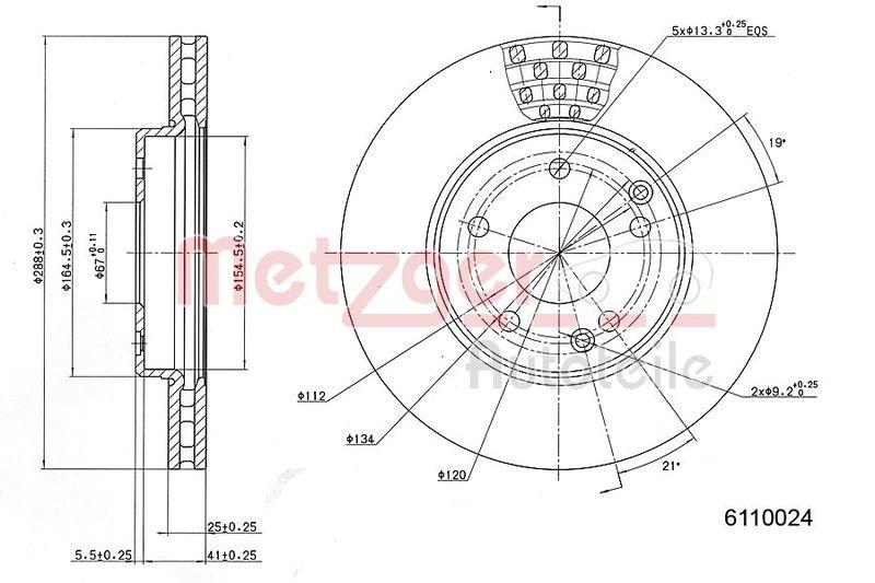 METZGER 6110024 Bremsscheibe Lack/Ks/Ms/Hc f&uuml;r MB VA