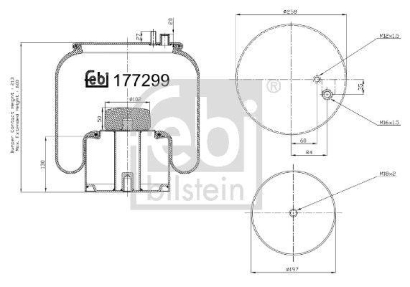 FEBI BILSTEIN 177299 Luftfederbalg mit Stahlkolben für M A N