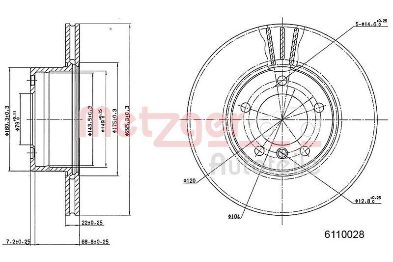METZGER 6110028 Bremsscheibe Lack/Ks/Ms/Hc f&uuml;r BMW VA