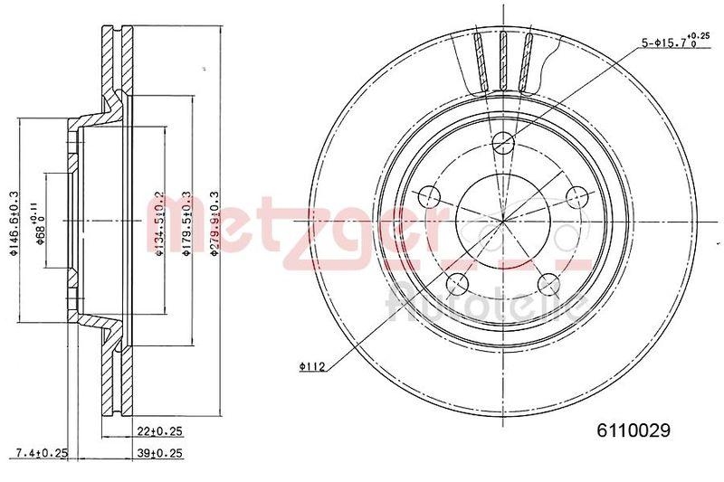METZGER 6110029 Bremsscheibe Lack/Ks/Hc f&uuml;r VW VA