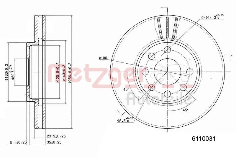 METZGER 6110031 Bremsscheibe Lack/Ks/Ms f&uuml;r OPEL VA