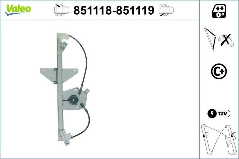 VALEO 851118 Fensterheber ohne Motor hinten links Peugeot 5008