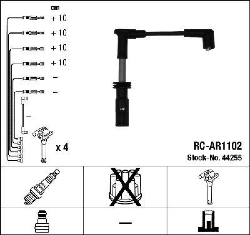 NGK 44255 Z&uuml;ndleitungssatz RC-AR1102 |Z&uuml;ndkabel