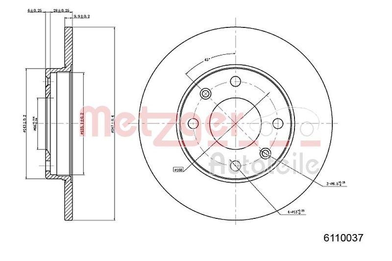 METZGER 6110037 Bremsscheibe Lack/Ks/Ms f&uuml;r CITROEN/PEUGEOT VA