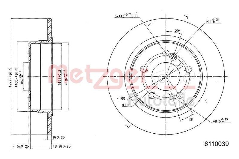 METZGER 6110039 Bremsscheibe Lack/Ks/Ms f&uuml;r MB HA