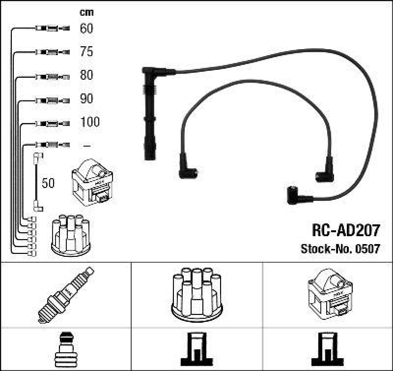 NGK 0507 Z&uuml;ndleitungssatz RC-AD207 |Z&uuml;ndkabel