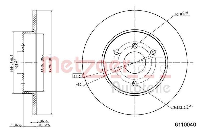 METZGER 6110040 Bremsscheibe Lack/Ks/Ms f&uuml;r SMART VA