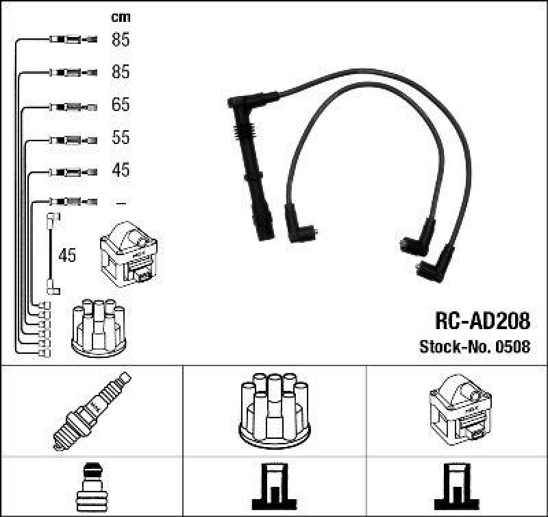 NGK 0508 Z&uuml;ndleitungssatz RC-AD208 |Z&uuml;ndkabel