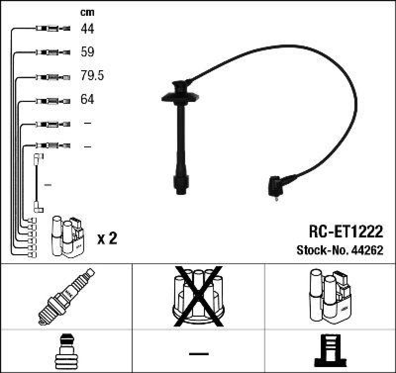 NGK 44262 Z&uuml;ndleitungssatz RC-ET1222 |Z&uuml;ndkabel