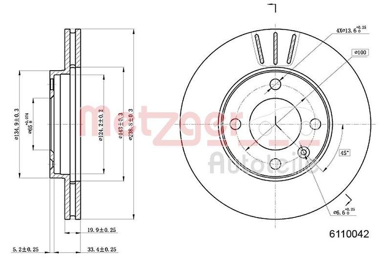 METZGER 6110042 Bremsscheibe Lack/Ks/Ms f&uuml;r AUDI/SEAT/VW VA