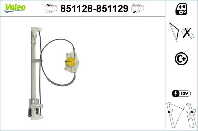 VALEO 851128 Fensterheber (o. Motor) hinten links VW TOURAN