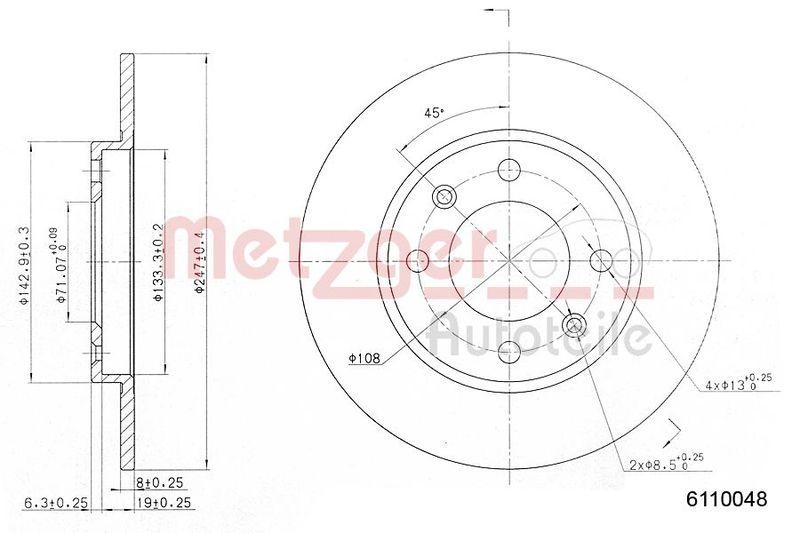 METZGER 6110048 Bremsscheibe Lack/Ks/Ms f&uuml;r CITROEN HA