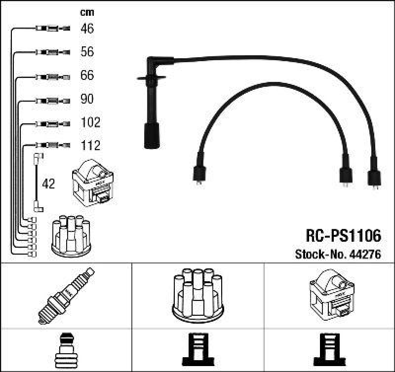 NGK 44276 Z&uuml;ndleitungssatz RC-PS1106 |Z&uuml;ndkabel
